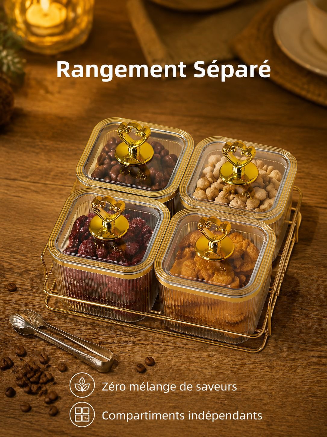 Bocal de conservation carré pour cuisine