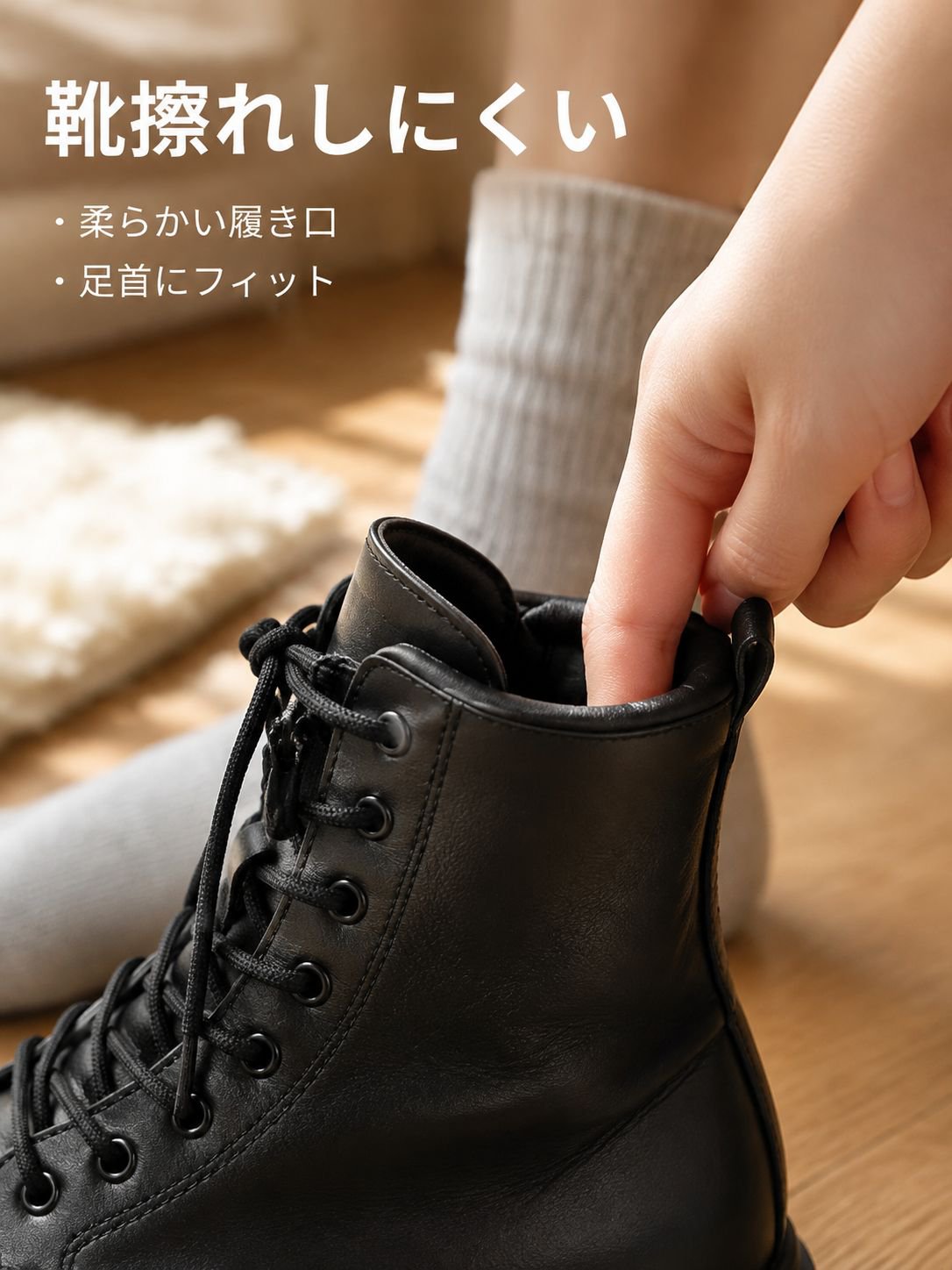 クラシックなブラックミドルカットマーチンブーツ