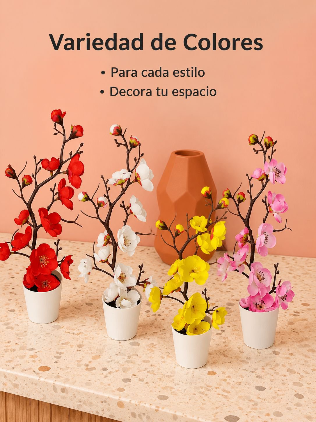 Decoración de paisaje con flores secas