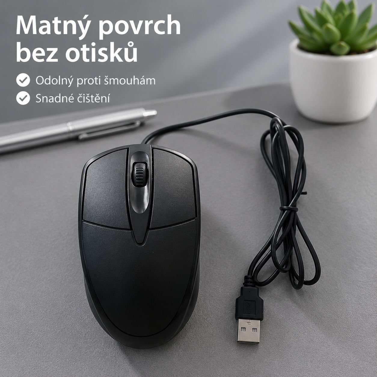 USB kabelová myš vhodná pro stolní počítače, notebooky, kancelářské použití a hraní her
