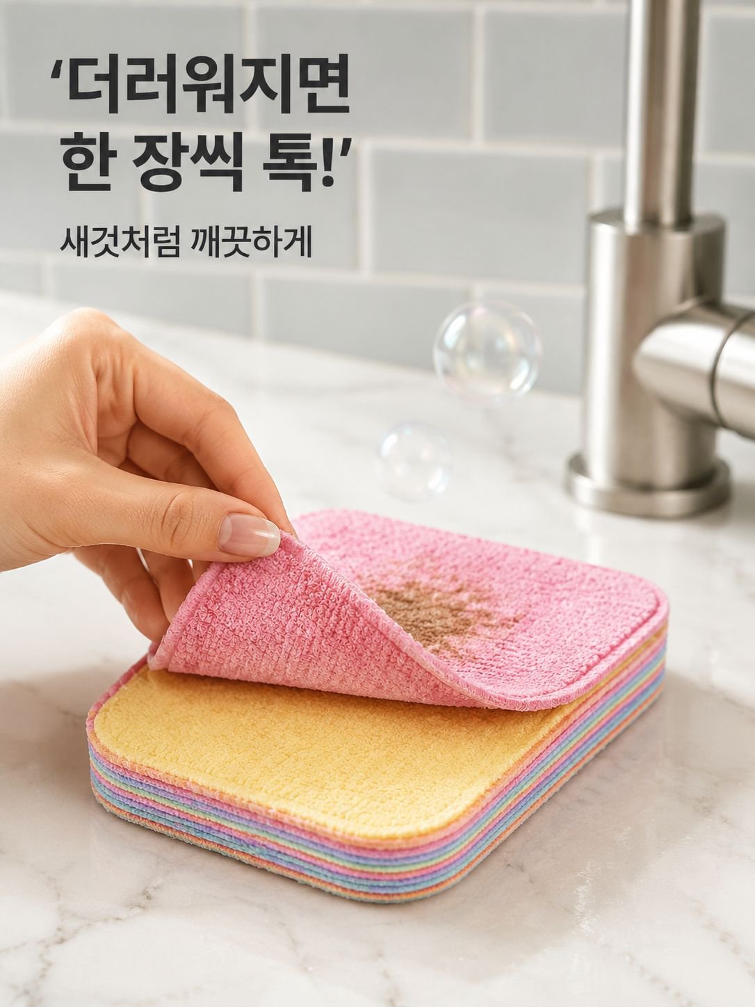 쉽게 찢어지는 여러 겹의 청소용 천