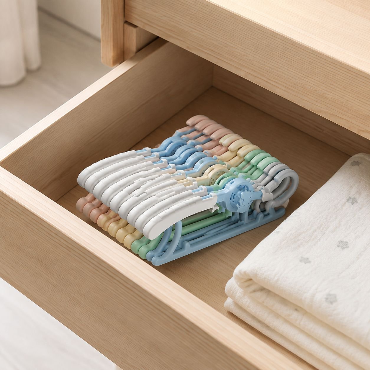 Solid wood baby hanger adjustable for different sizes