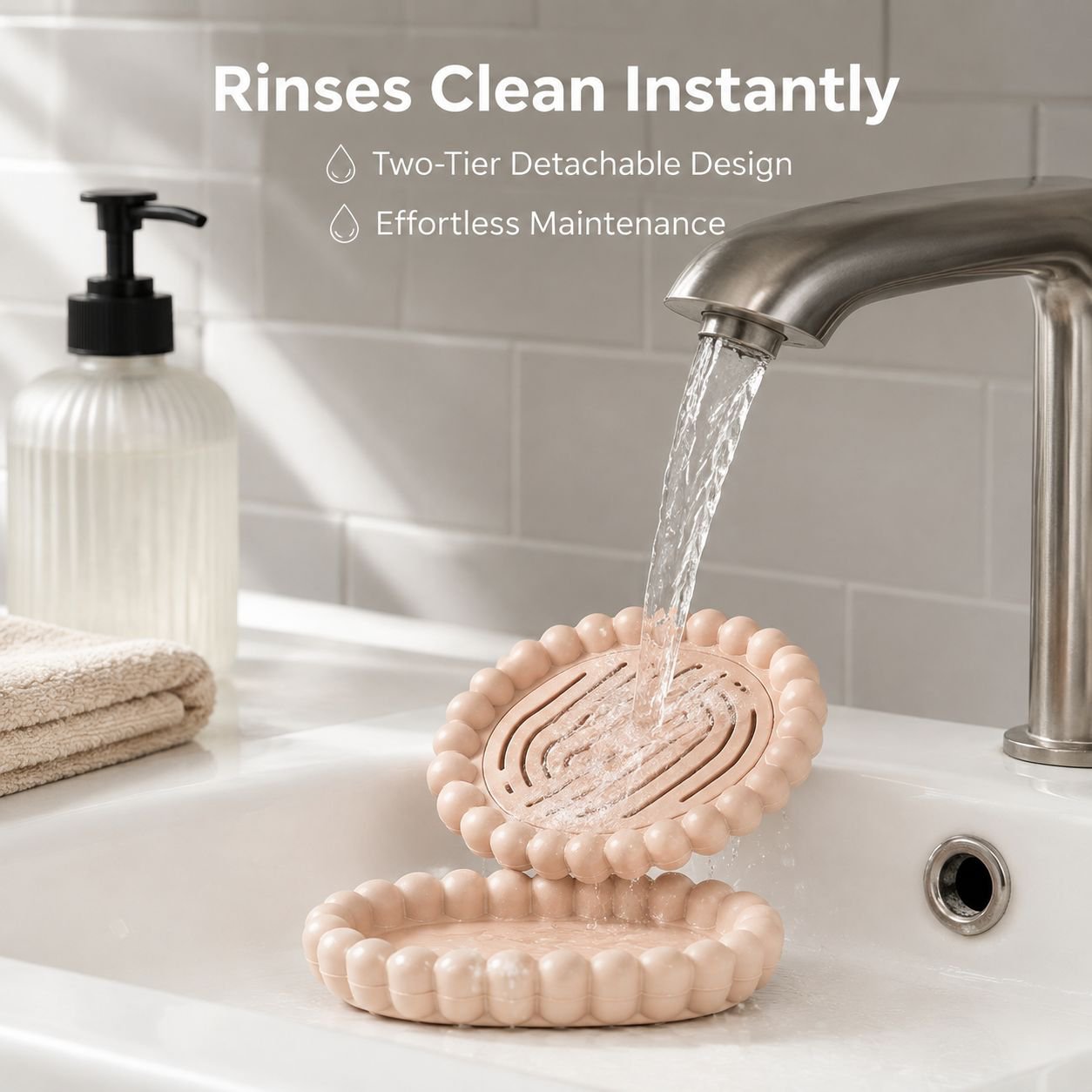 Large Home Soap Dish with Drain, Stylish Design