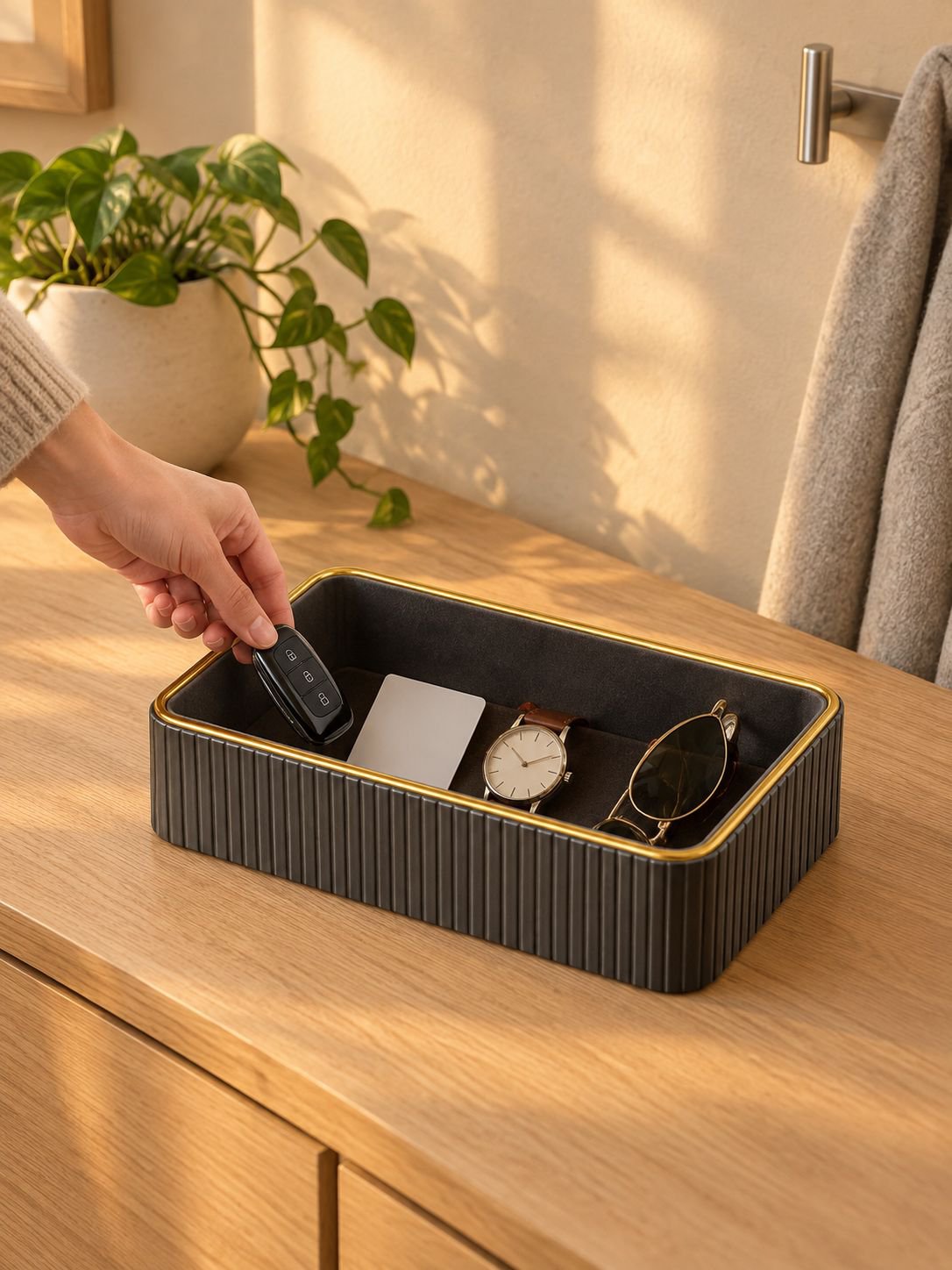Luxuriöse cremeweiße Aufbewahrungsbox für Schmuck und Kosmetik