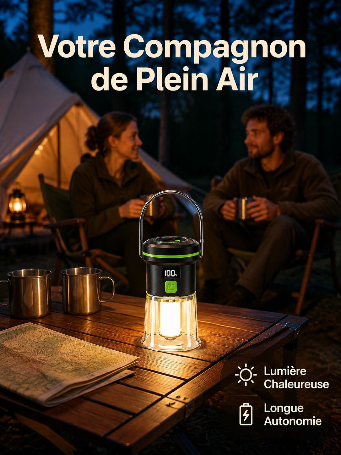 Nouvelle lampe de camping portable d'extérieur, rechargeable USB, lanterne de camp à main
