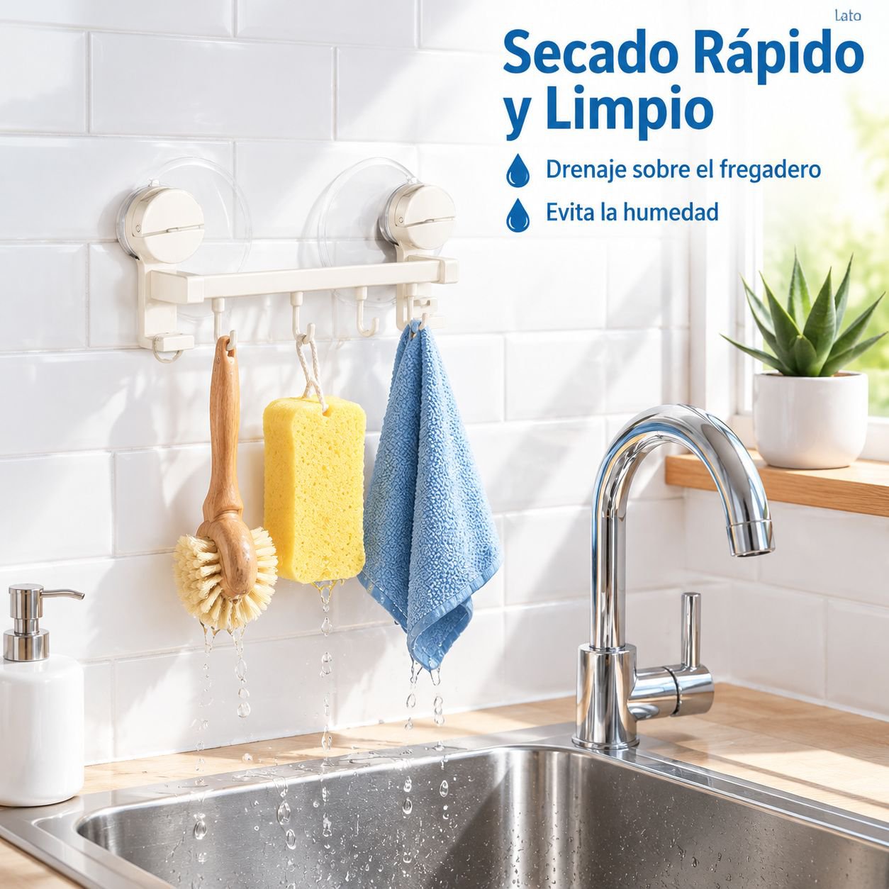 Organizador De Pared Con Ventosa Para Utensilios De Cocina Sin Perforar
