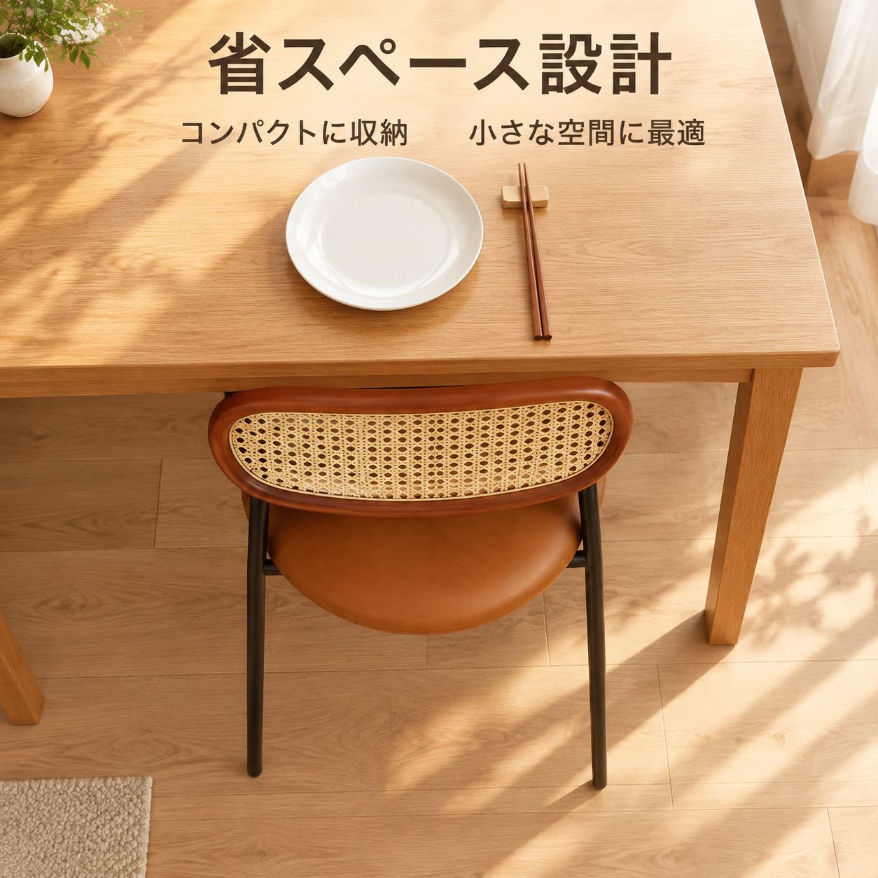 家庭用ラタン調背もたれ付きダイニングチェア