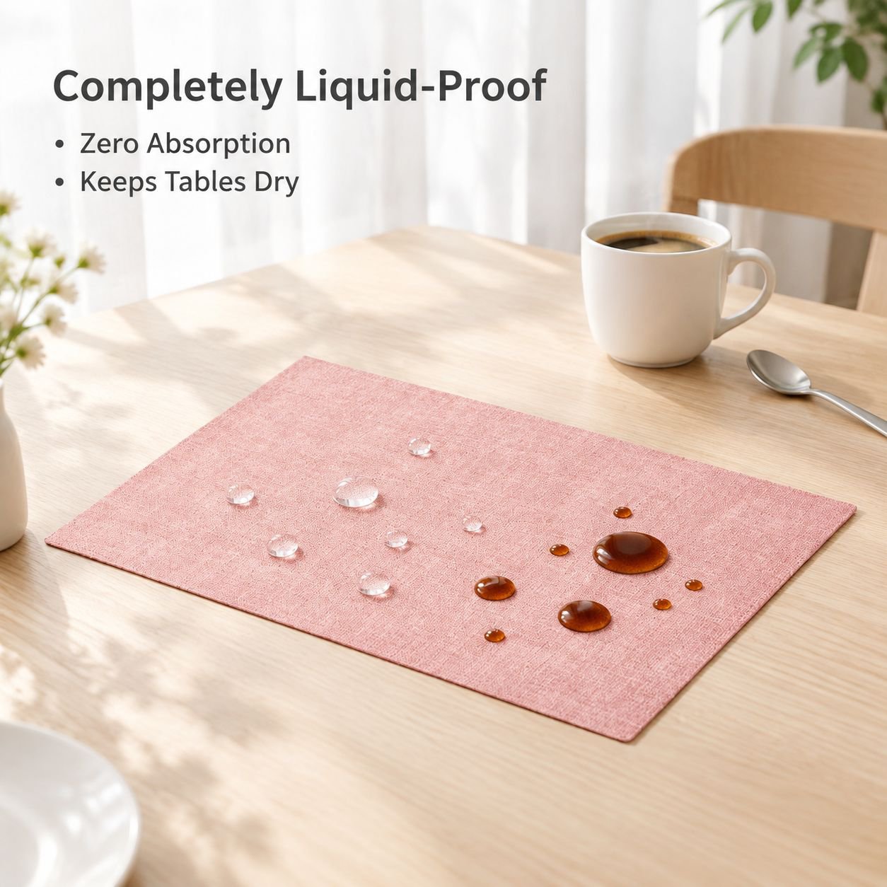 Nordic Linen Texture PU Leather Placemat Waterproof Heat Resistant Dining Table Mat