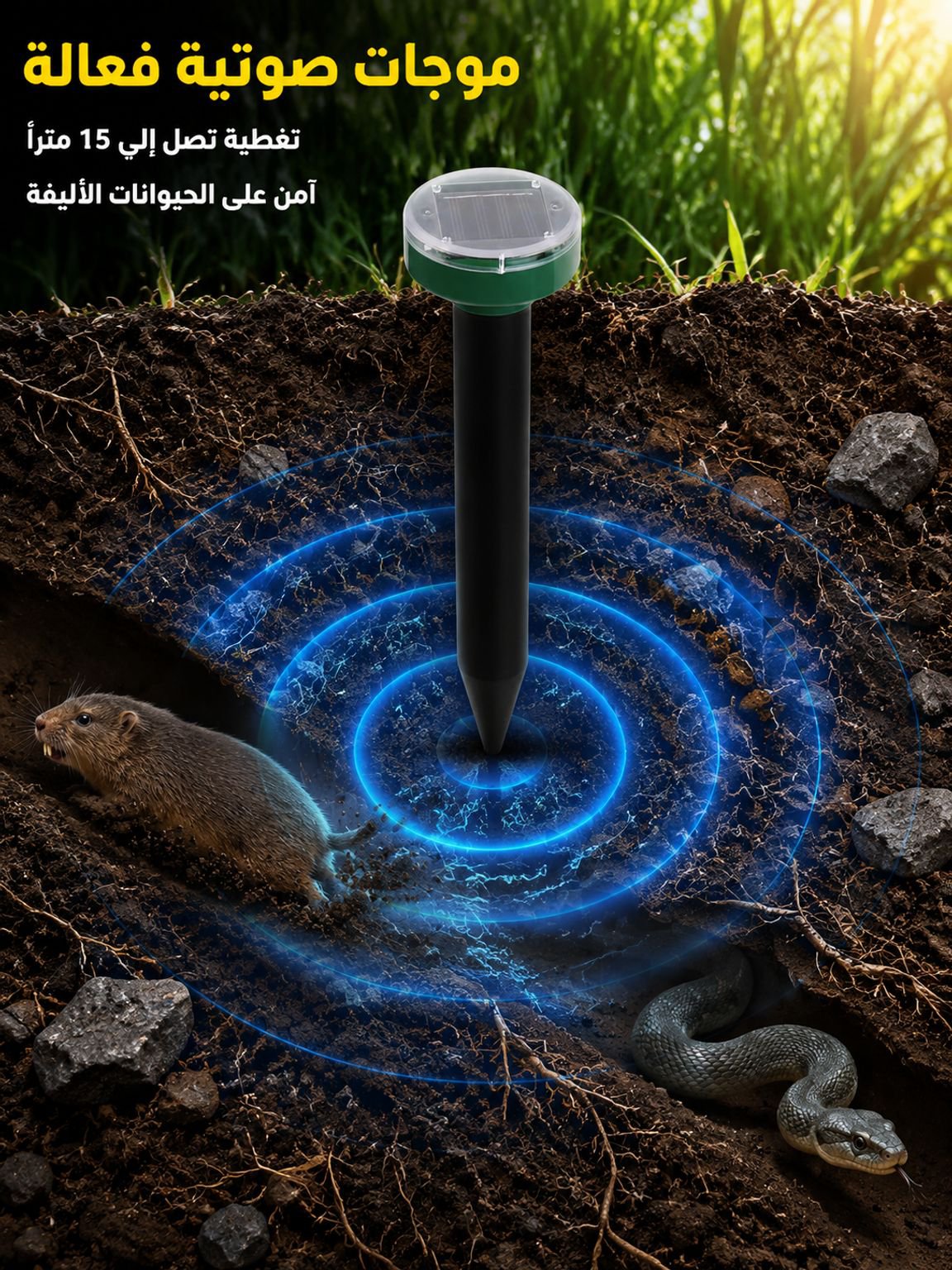 جهاز طارد بالطاقة الشمسية باستخدام الموجات فوق الصوتية