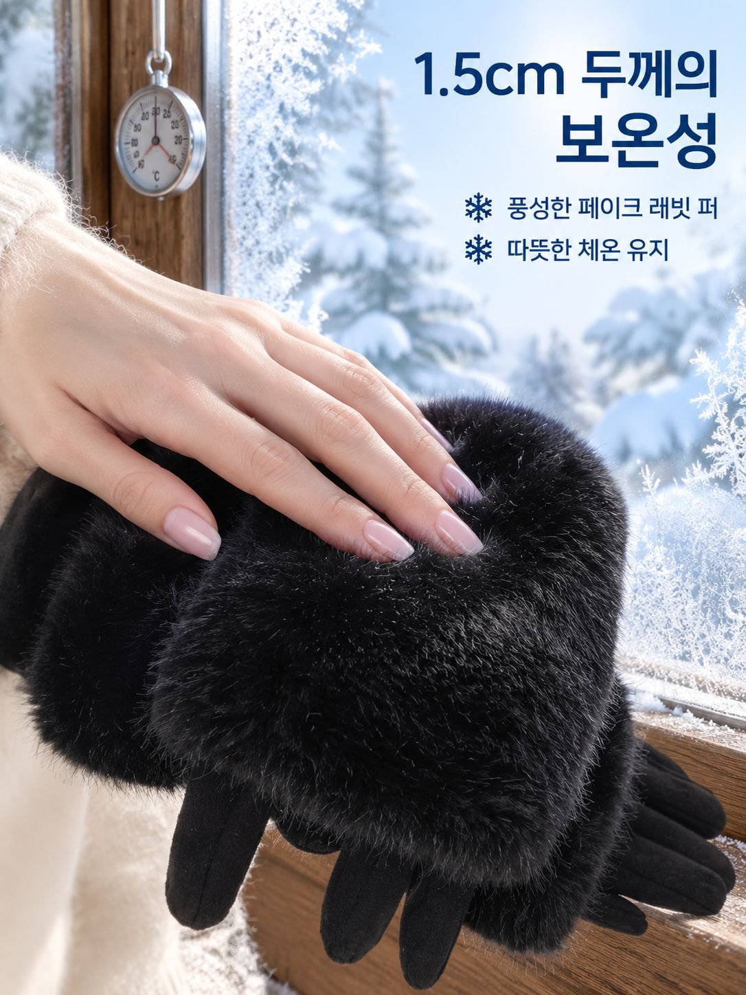 여성용 두꺼운 따뜻한 토끼털 장갑