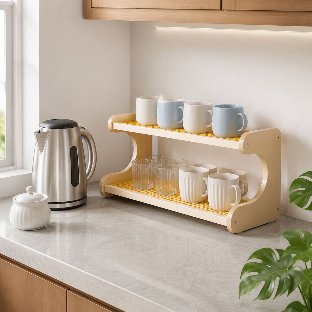Elegant cup display rack for kitchen or dining table