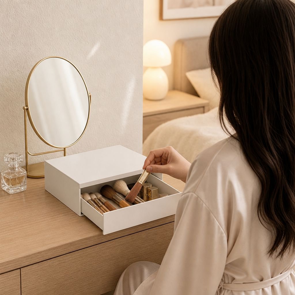 Clutter-free drawer with multi-layer stackable organizer