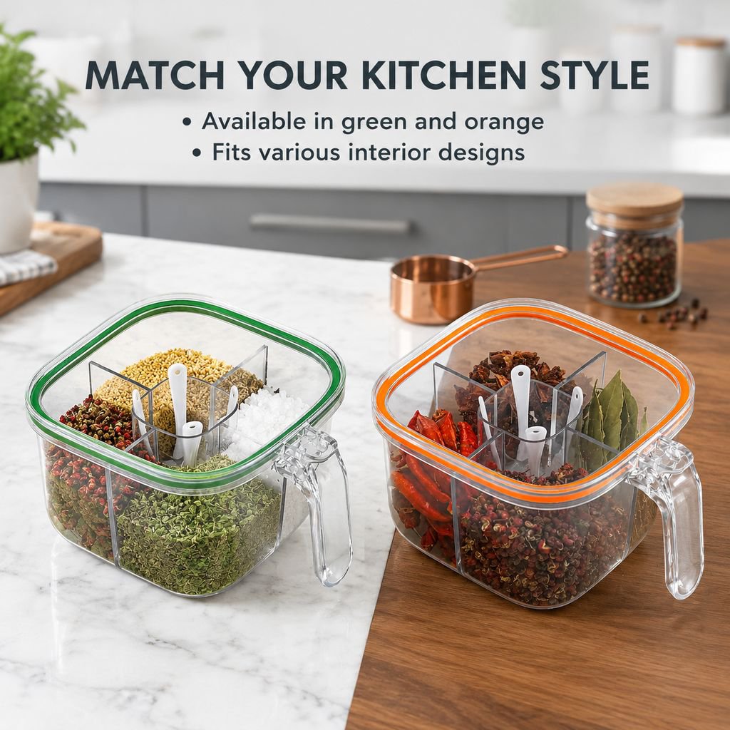 Stylish and functional clear kitchen spice container with a modern design