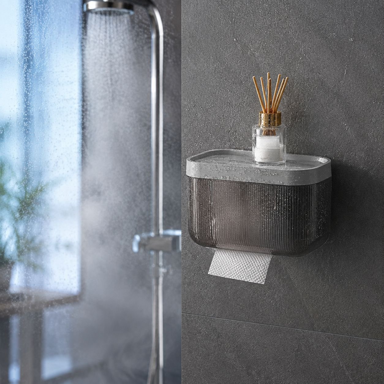 Caja de pañuelos multifuncional para baño