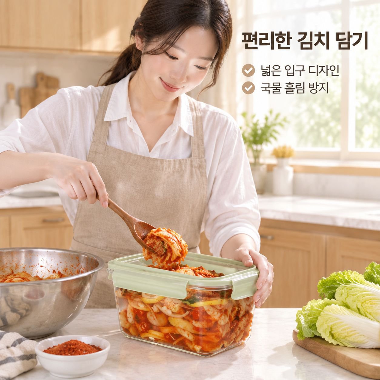 피클용 대용량 유리 용기 (뚜껑 포함)