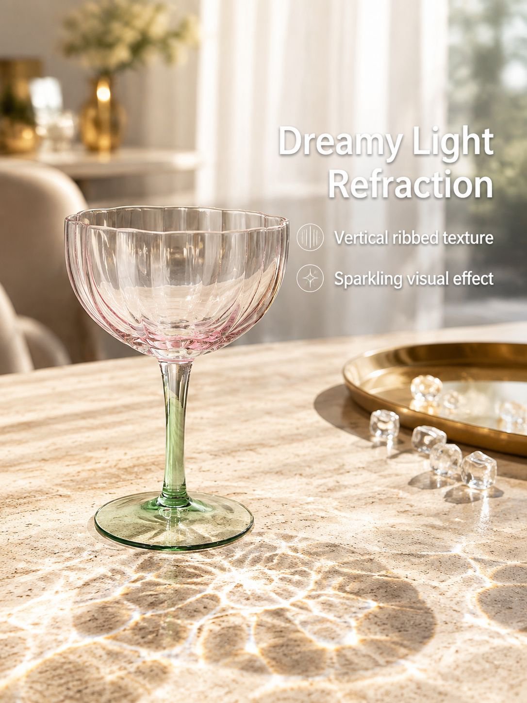 Crystal glass high footed red wine glass short petal champagne glass