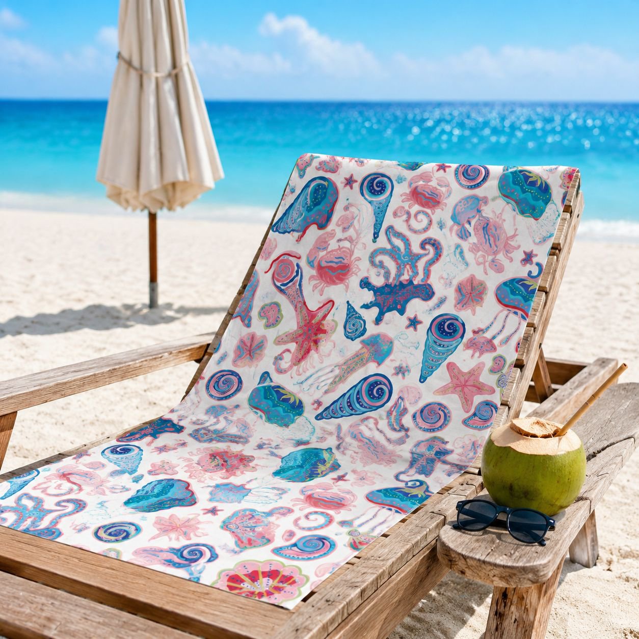 Double-sided Fleece Printed Quick-dry Beach Towel, Microfiber Swimming Bath Towel
