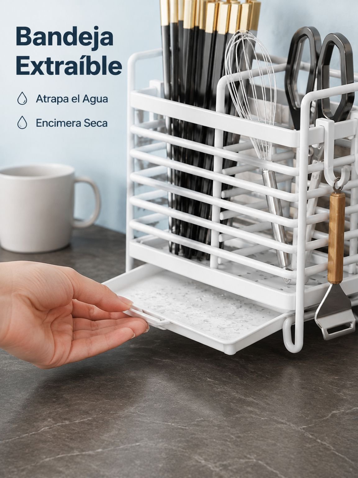 Cesta para palillos de cocina montada en la pared