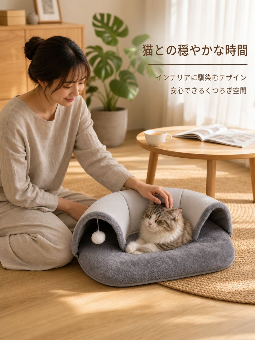 猫用転がりトンネルベッド