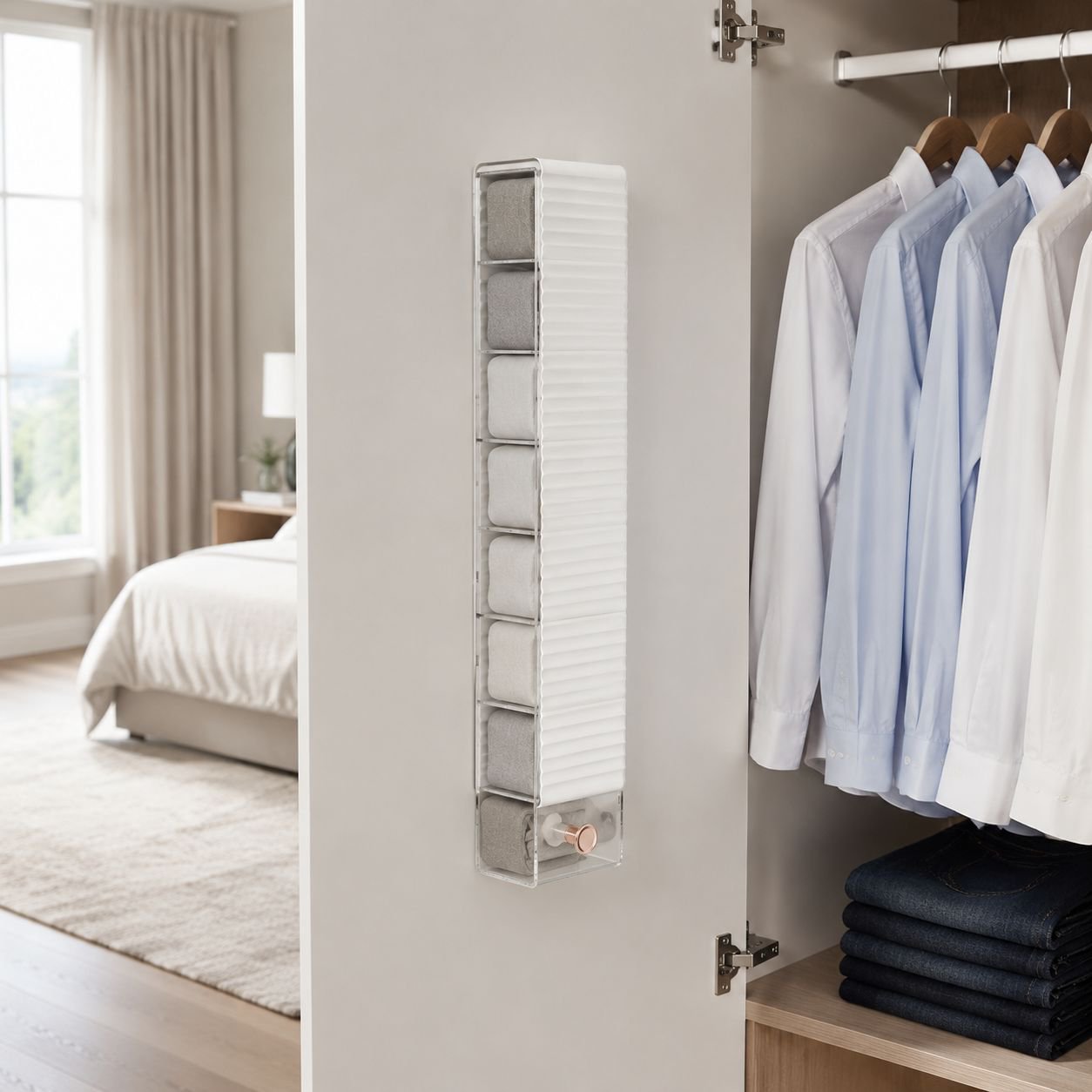Wardrobe Hanging Underwear and Socks Storage Box Partition Organizer Container