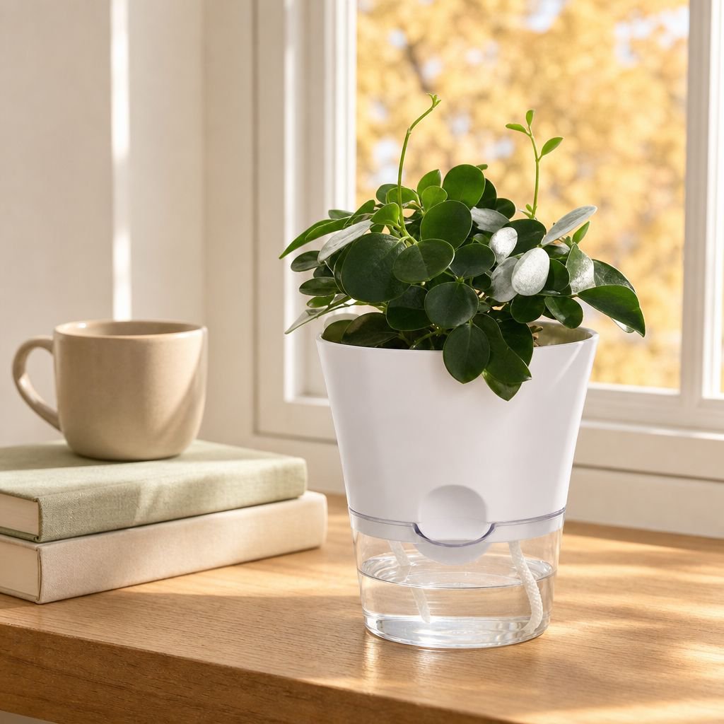 Simple Lazy Self-Watering Planter, Plastic Imitation Ceramic, Suitable for Pothos