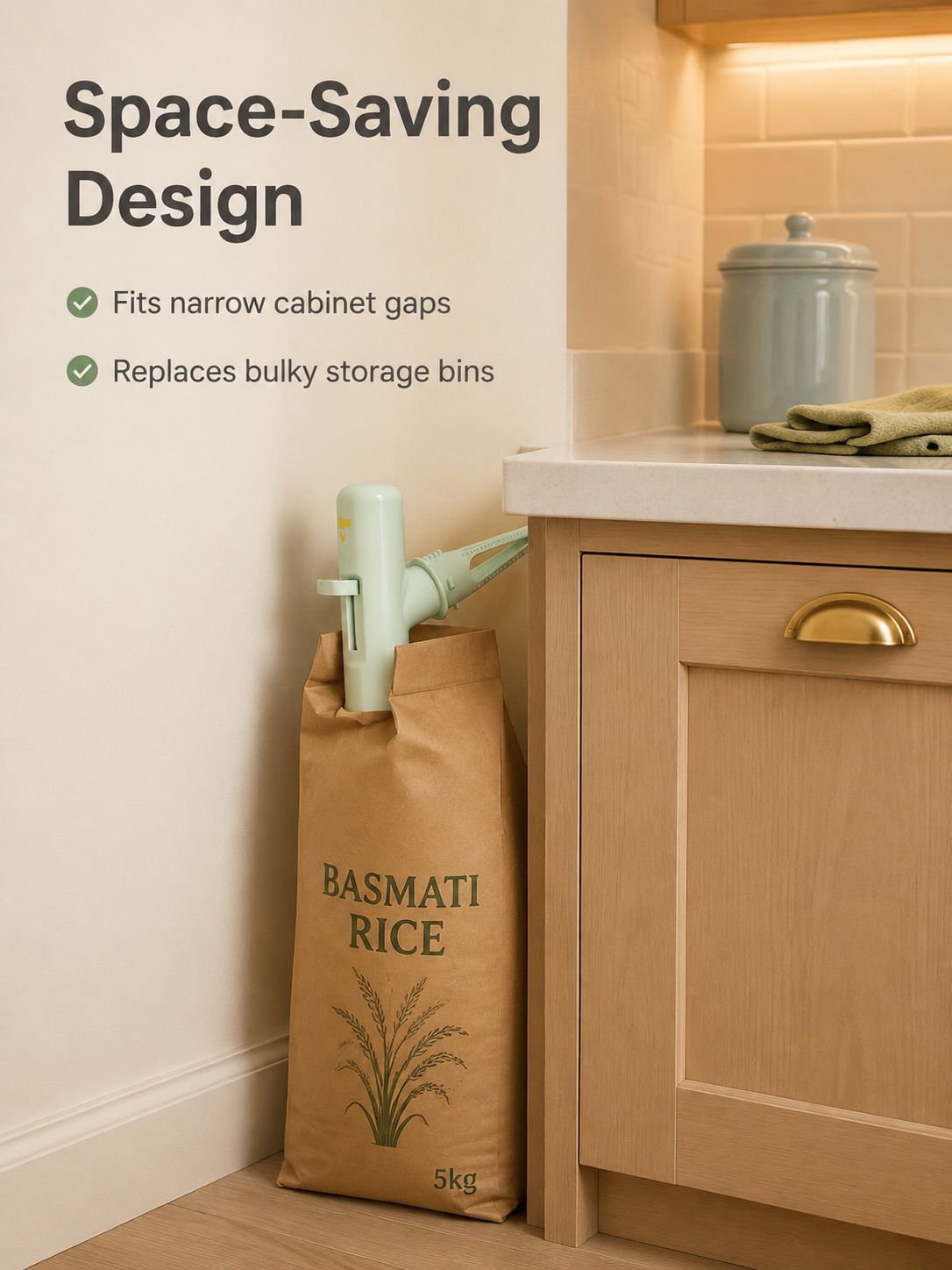 Household Multi-Functional Rice Dispenser Without Bag Removal