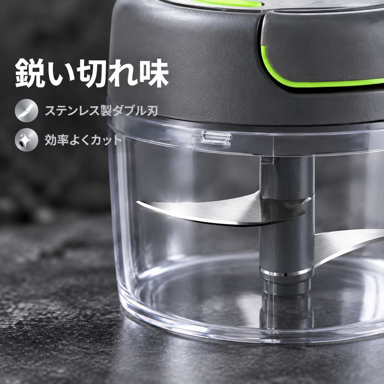 佐優 手動ニンニクみじん切り器 引っ張りチョッパー 小型 手動フードプロセッサー 生姜 ニンニク潰し 肉