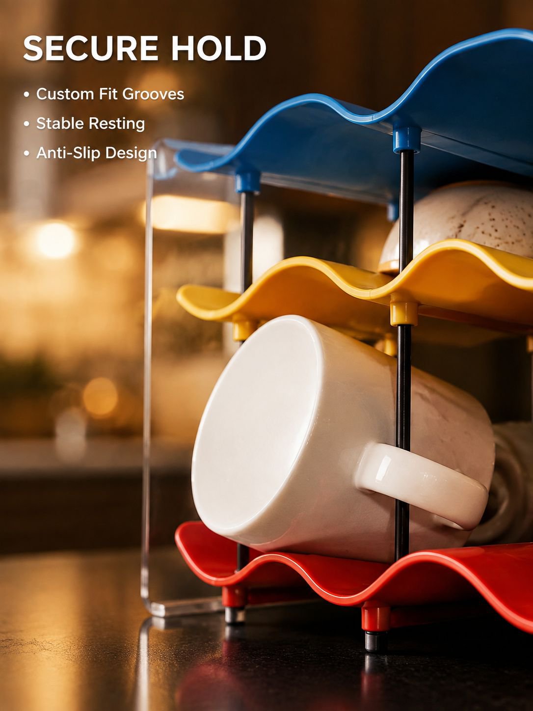 Wave-shaped Cup Storage Rack