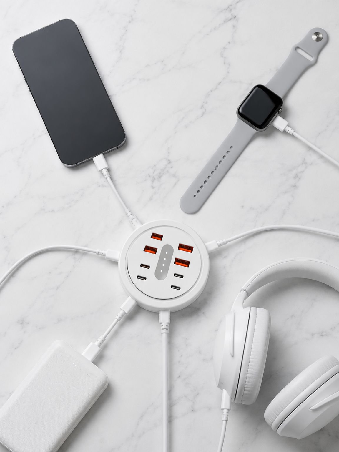 Circular 8-in-1 Portable Multi-Port Dock with USB + Type-C Fast Charging Phone Adapter Power Strip