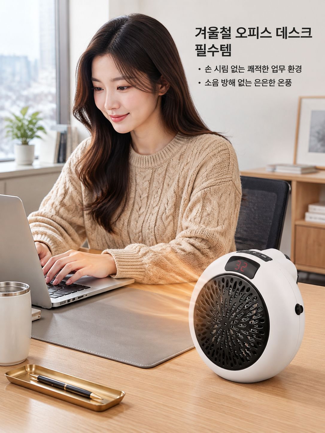 미니 온풍기 가정용 사무용 겸용 탁상용 벽걸이 겸용 원형 휴대용 전기 히터