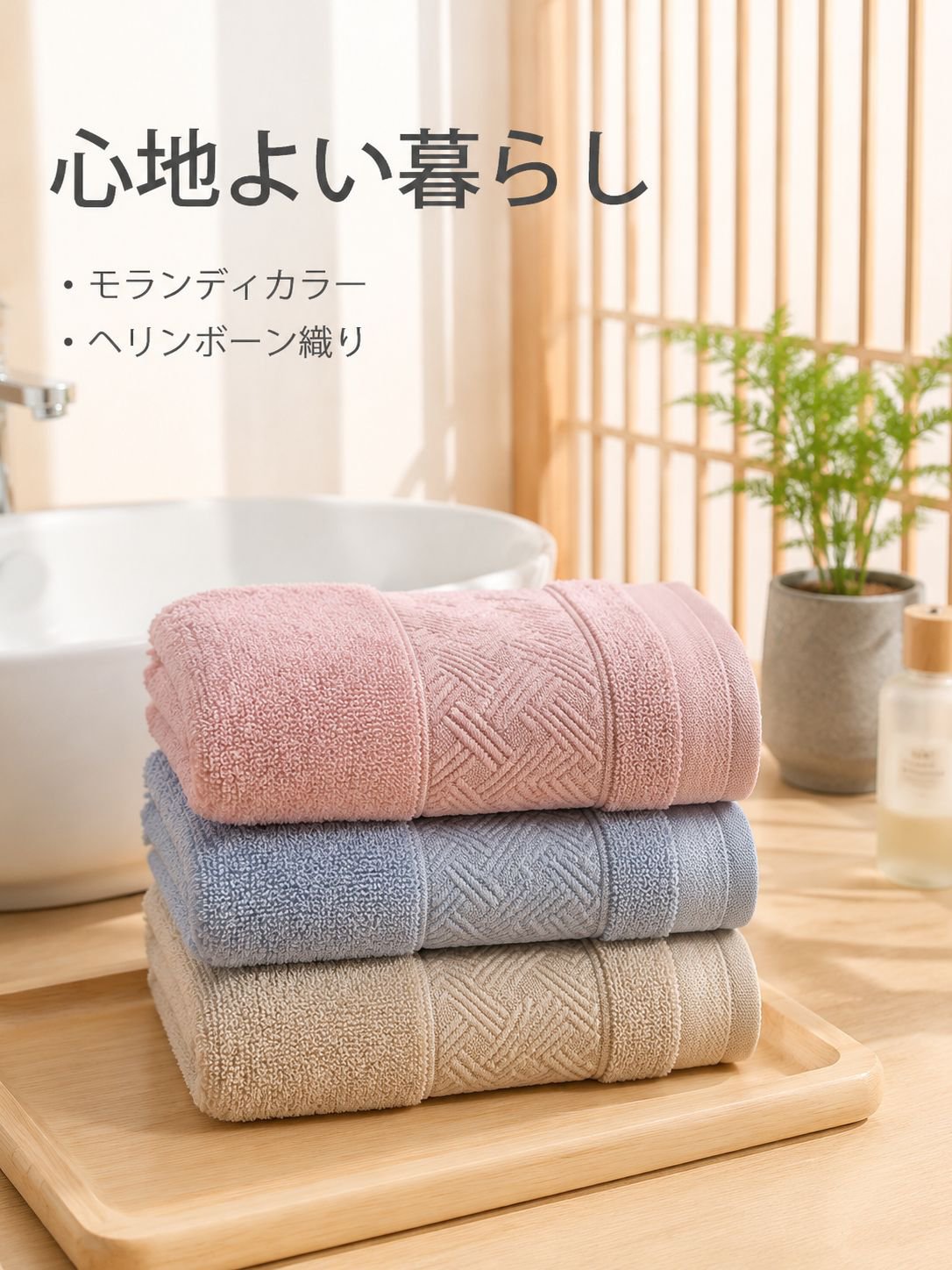 厚手やわらか全綿バスタオル