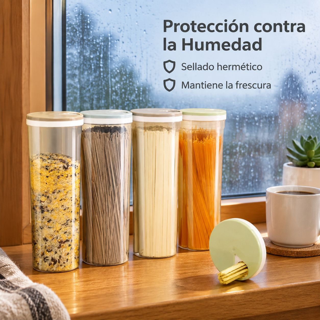 Contenedor Hermético Para Pasta Y Granos Organizador De Cocina