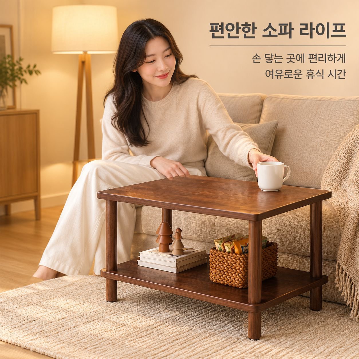 2단 소형 사각 테이블