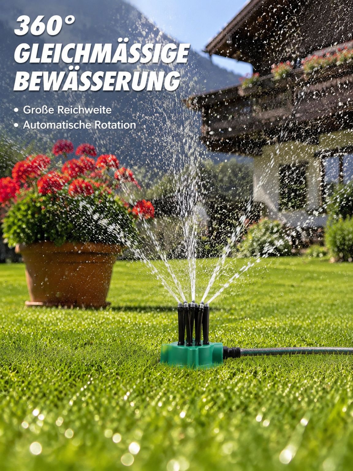 Cabezal de rociador de jardín de rotación automática de 360 grados