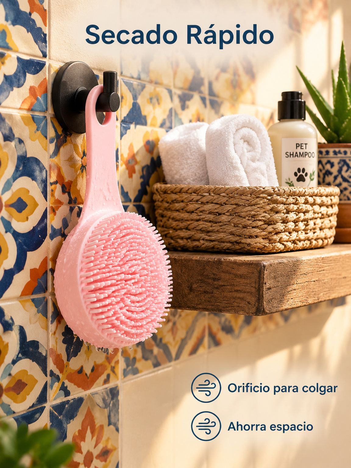 Cepillo de baño de silicona para mascotas, limpieza y masaje