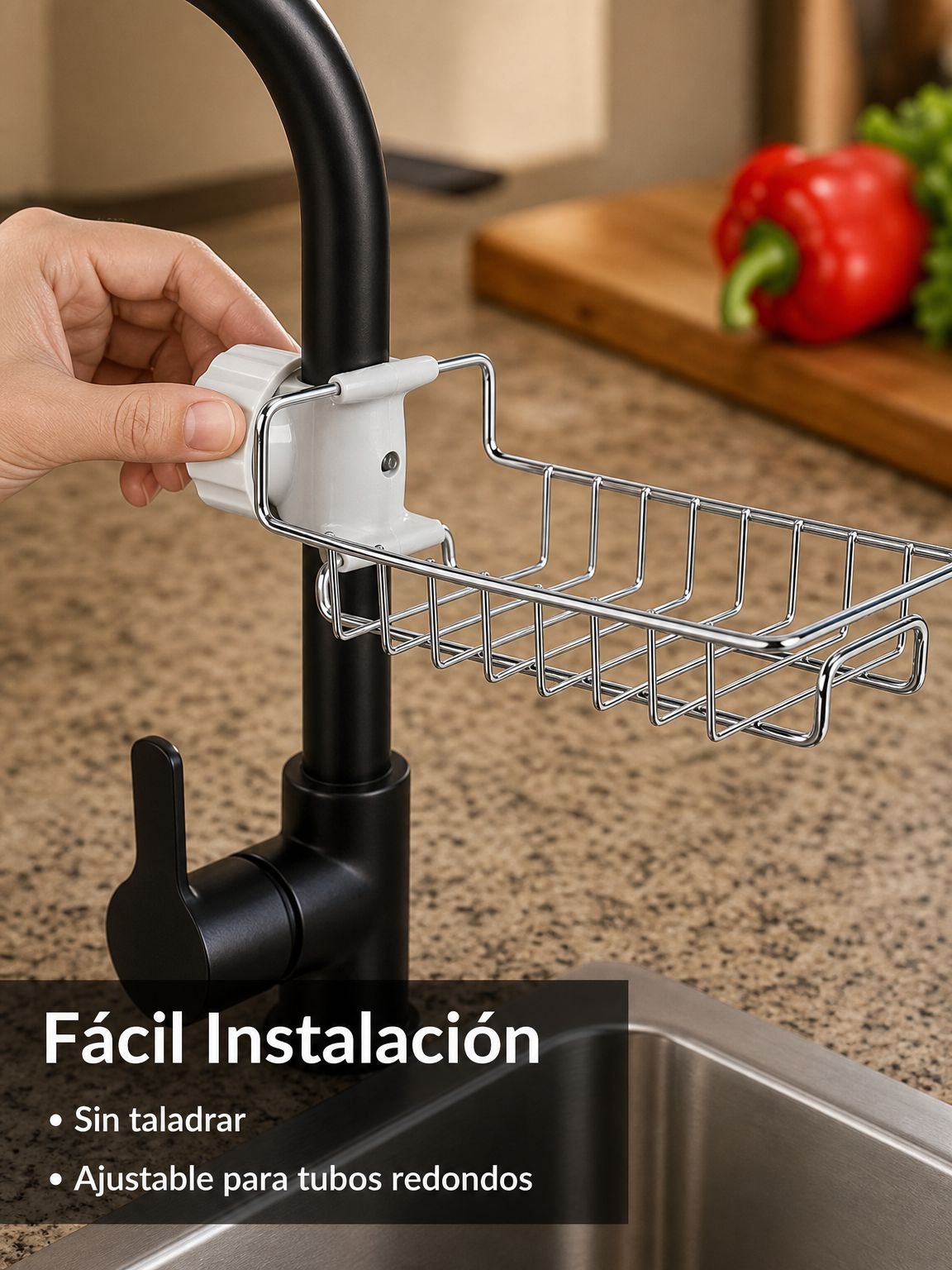 Organizador de fregadero de cocina, estante de drenaje de acero inoxidable para grifo