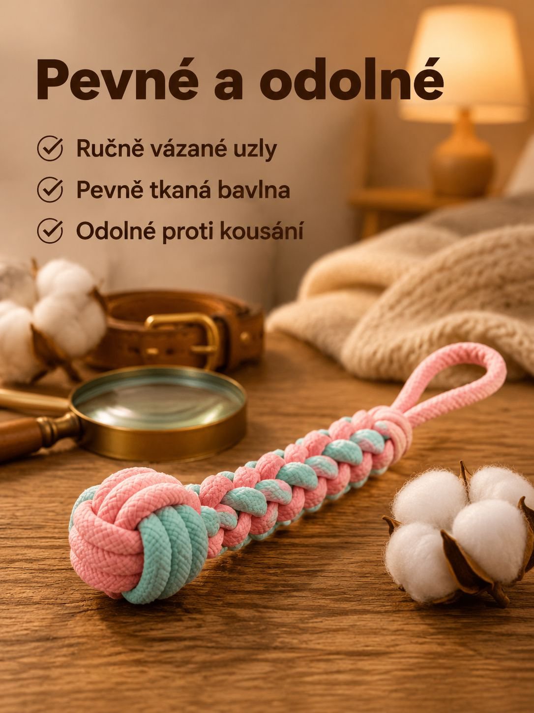 Hračka na kousání pro psy, čisticí bavlněné lano