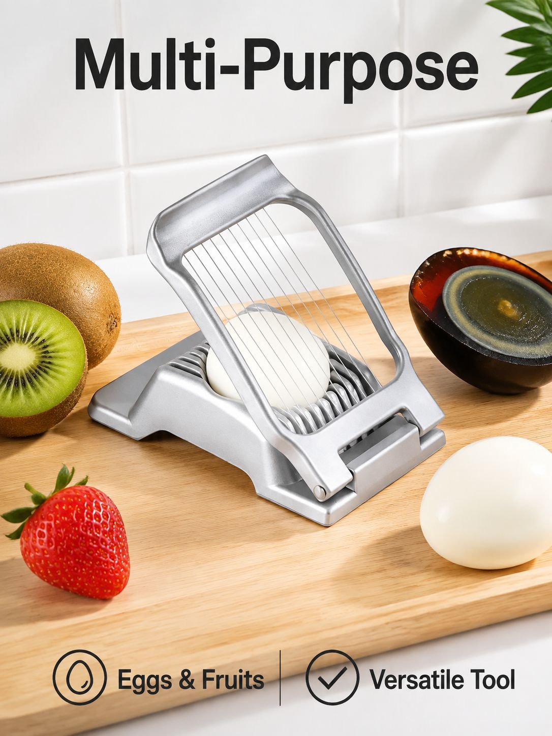 Kitchen Multi-purpose Egg Slicer, Aluminum Alloy Egg Divider, Kiwi & Century Egg Slicer