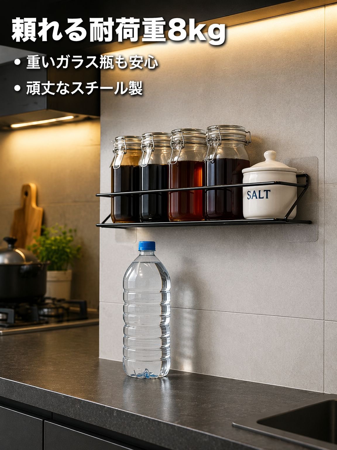 穴あけ不要の錬鉄製収納ラック