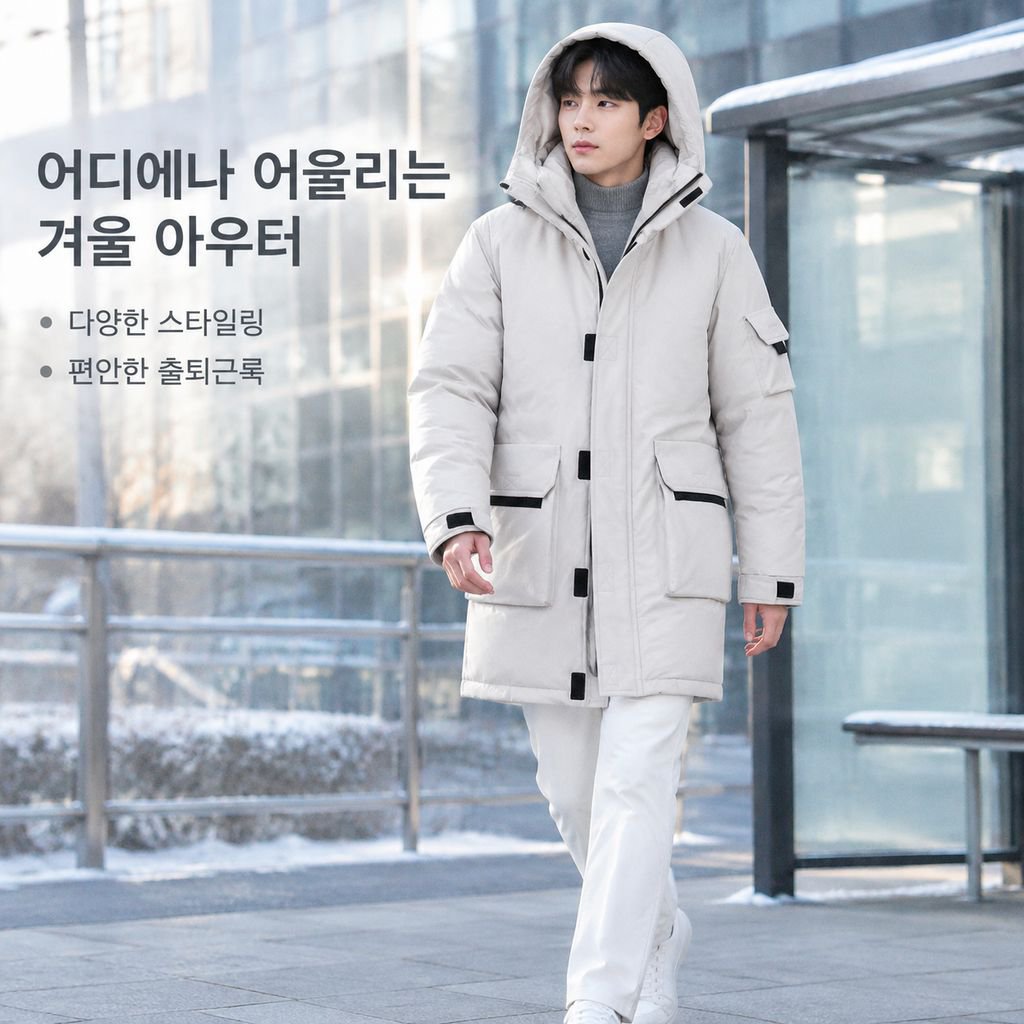 남성 겨울 후드 롱 패딩 점퍼 방한 보온 캐주얼 돕바 자켓