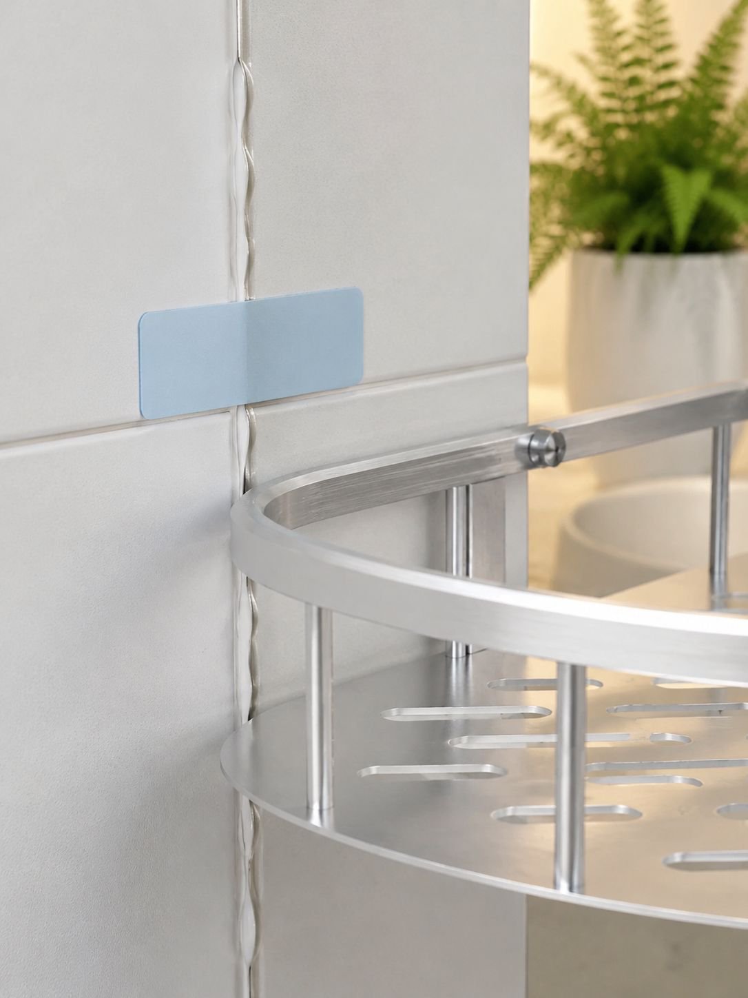 Étagère d’angle de salle de bain à trois niveaux en aluminium sans perçage