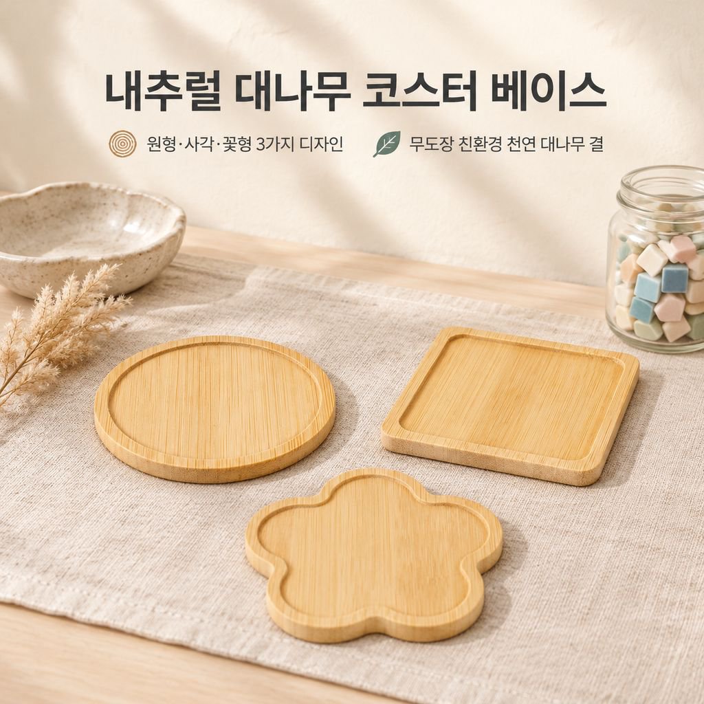 대나무 원형 DIY 모자이크 컵받침 베이스 우드 코스터 방열받침