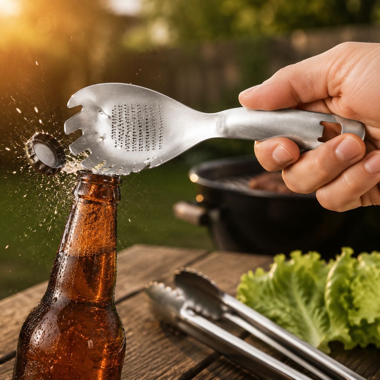 Multipurpose spoon used for crushing garlic and herbs
