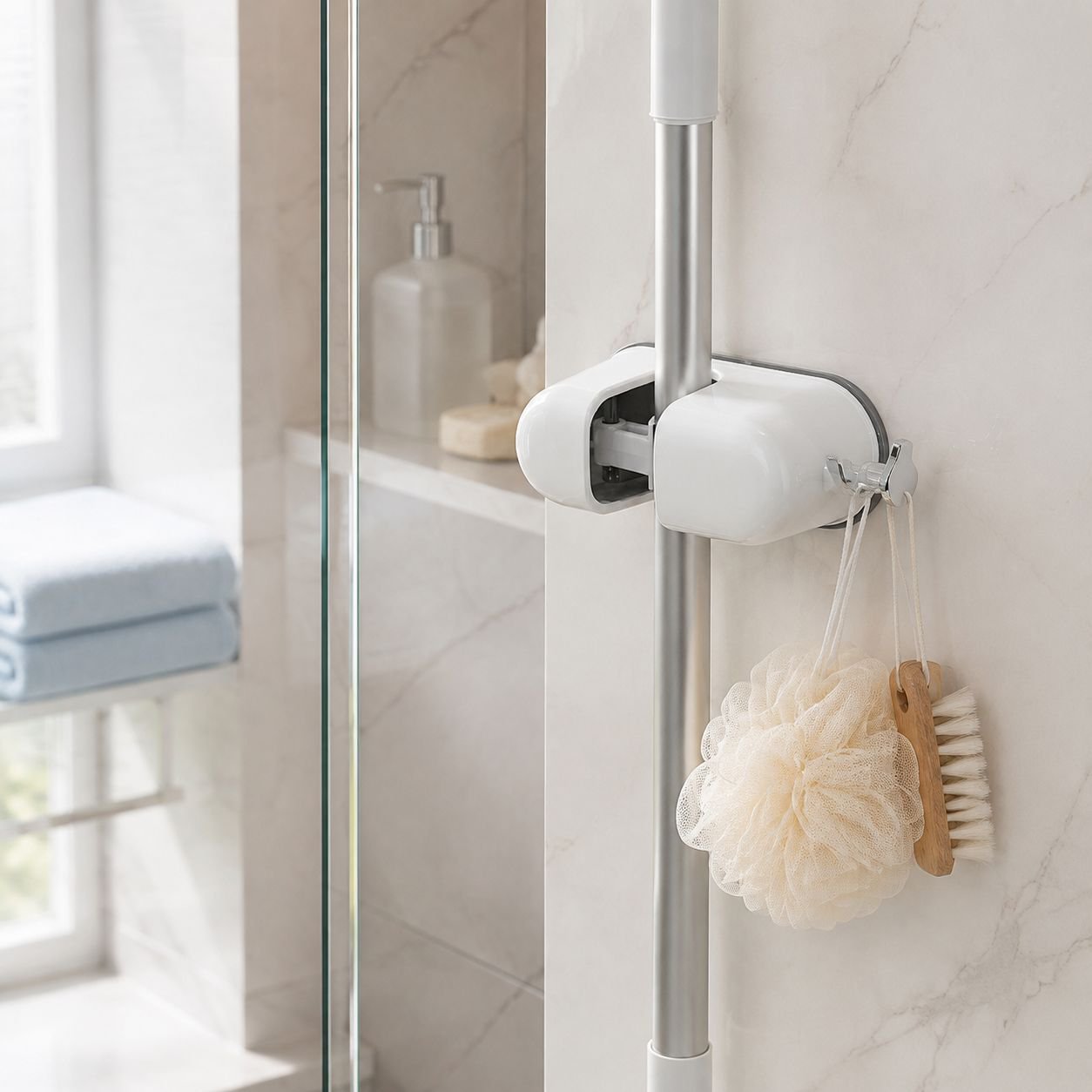 Easy installation suction cup mop holder for home