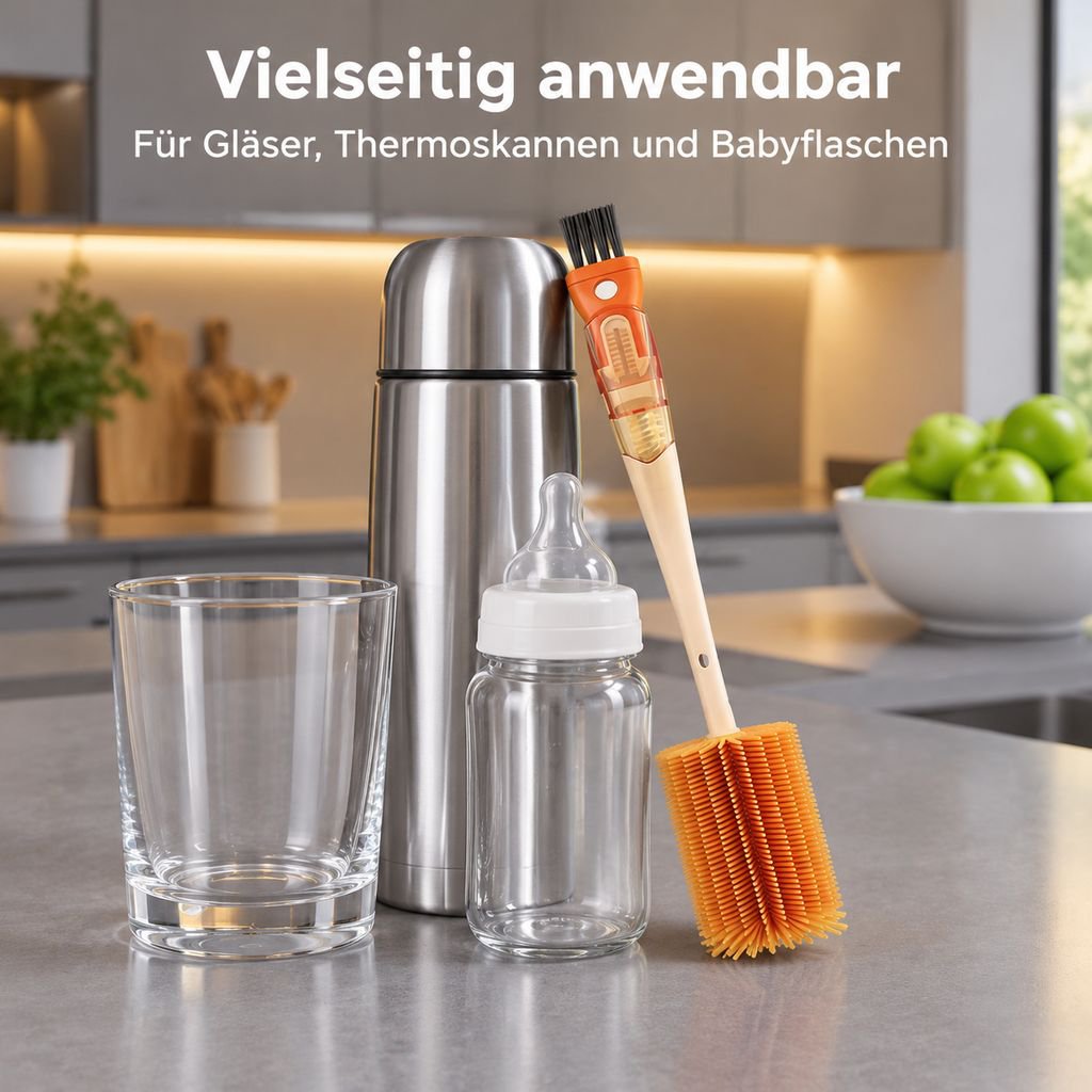 Silikonbürste mit langem Stiel für Becher und Babyflaschen