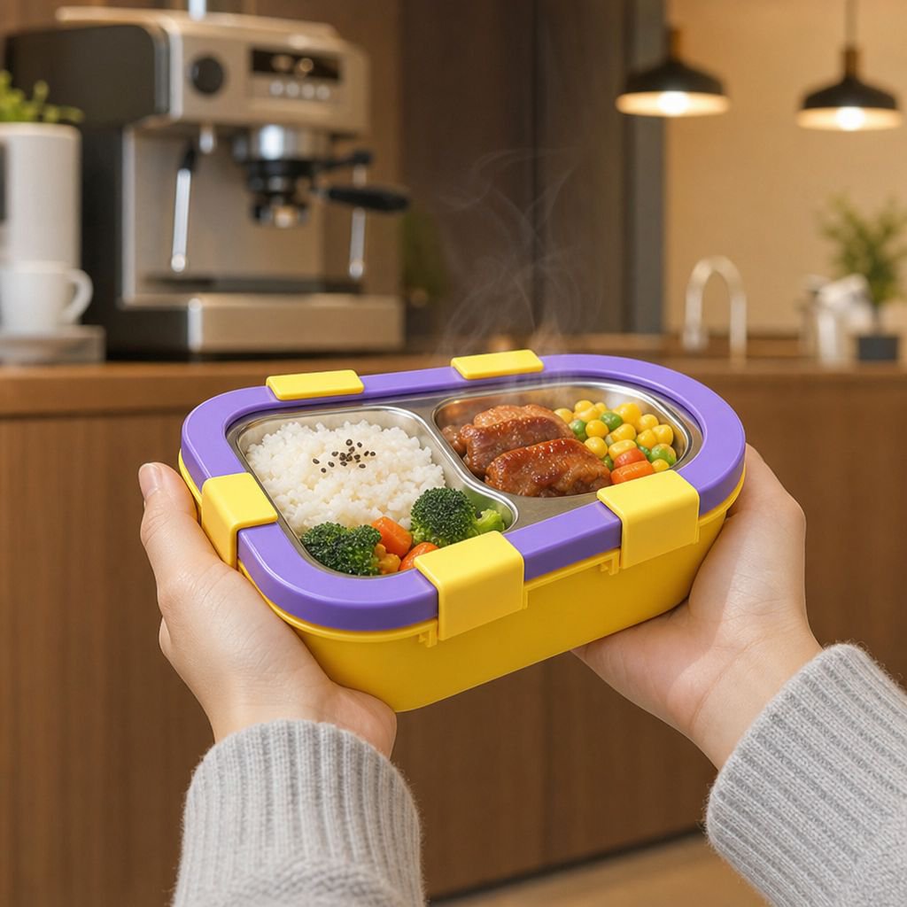 Portable 304 Stainless Steel Multi-compartment Lunch Box for Office Workers and Students