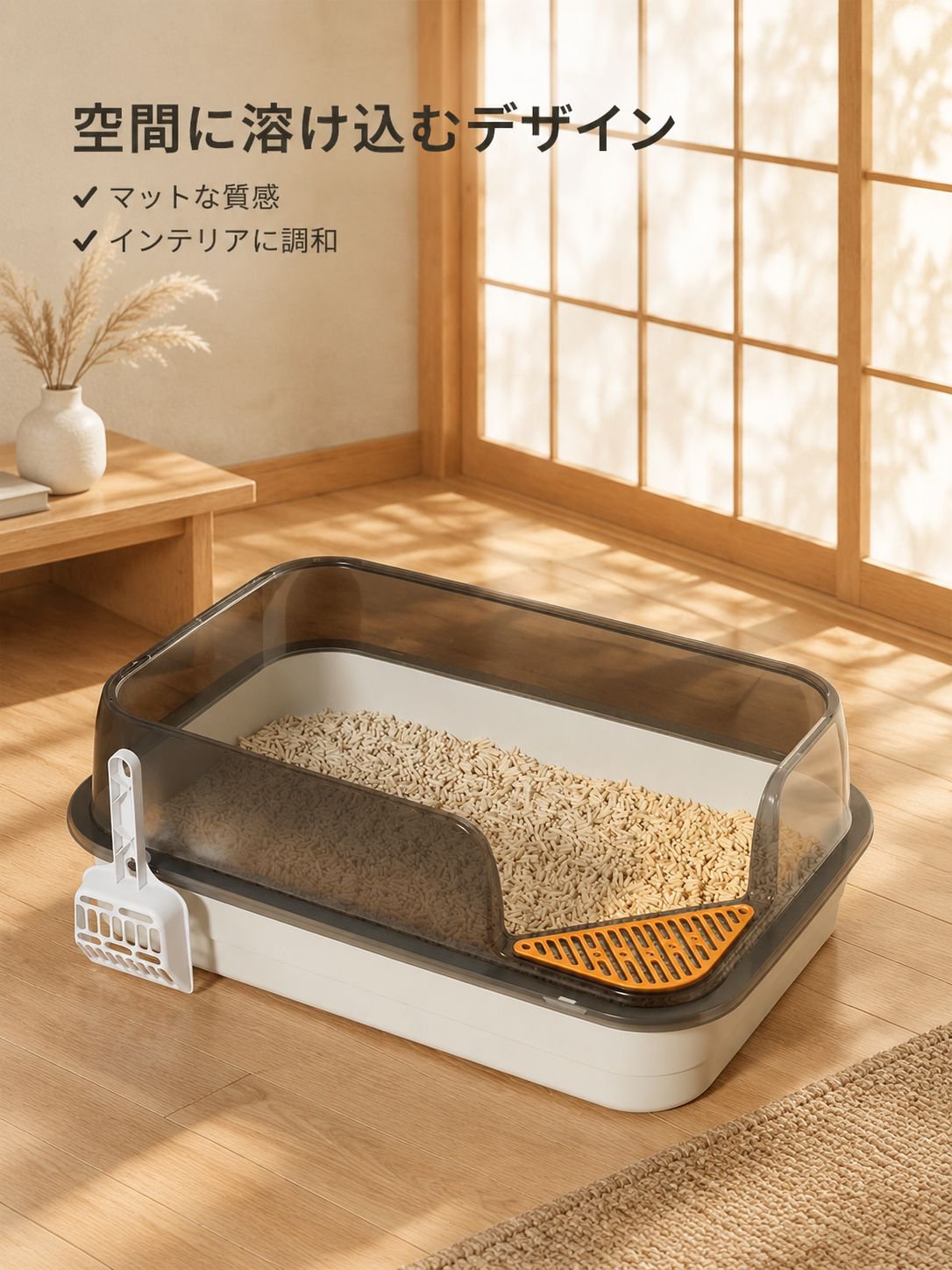 超大型セミクローズド防飛散猫用トイレ