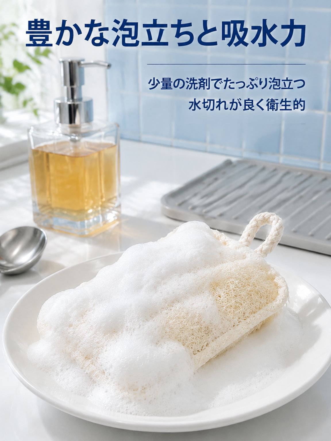 木材パルプ綿スポンジ両面キッチンクリーニングスポンジ