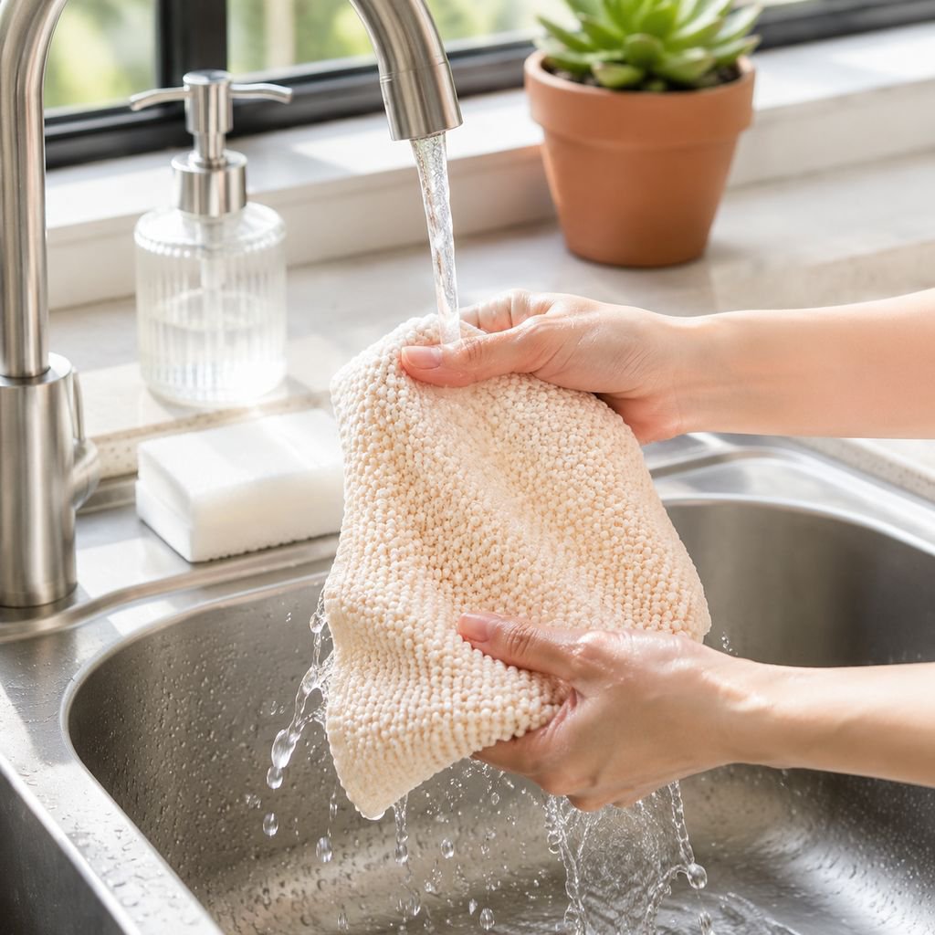 Eco-friendly reusable microfiber towel for kitchen cleaning