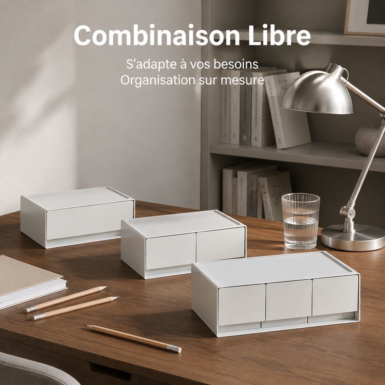 Boîte de rangement empilable en plastique pour bureau